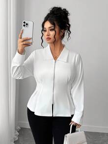 GlowEve CURVE Áo khoác dệt kim cổ bẻ thanh lịch thời trang dành cho nữ - trắng - Xem 5