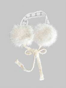 ROMWE Anime 1 Piece Cute Plush Earmuffs, Lolita Winter Warm Streamer Earbags, Ik Folding Earmuffs - White - View 2