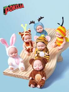 1 件 & 6 件迷你重生婴儿娃娃套装：可水洗逼真婴儿娃娃，配有动物衣服，适合男孩女孩幼儿和儿童，女婴玩具，婴儿娃娃，婴儿娃娃，玩具>儿童娃娃，娃娃玩具，兔娃娃