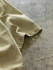 AXEPEAK 大码男士休闲时尚街头标语刺绣落肩宽松水洗牛仔衬衫，夏季