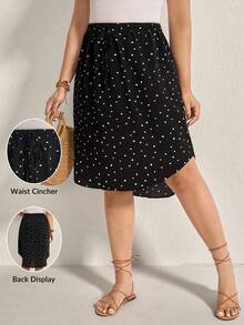 Comfylo Plus Heart Print High Low Skirt Fall Women Clothes Fall Clothes Plus Size Fall Outfits For Women  Fall Outfits Women - Black - View 2