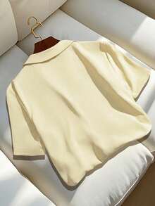 Franclia Versatile Solid Color Polo Collar Short Sleeve Shirt For Women, Summer - Apricot - View 2