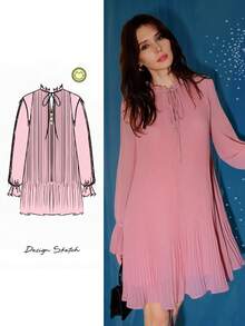 S.W.Smiley x MOTF PREMIUM CHIFFON TIE NECK PLEATED DRESS