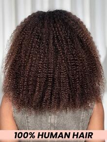 Density Pro Kinky Curly Glueless Wig With Bangs Put On And Go 4x4 Lace Closure Wig Per-Plucked Per-Cut Transparent Lace Human Hair Wigs 1b30 Ombre Brown Wig 200% Dnesity Brazilian Human Hair Wig For Beginners - SNatural/4 - View 8