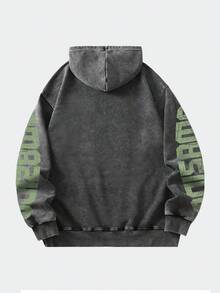ROMWE MEN Street Life Áo hoodie nam cổ điển, phong cách đường phố, mùa thu - màu xanh lá - Xem 2