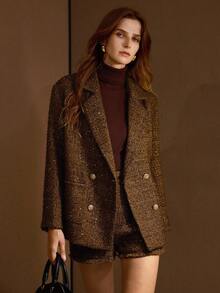 MOTF PREMIUM 秋冬季羊毛双排扣大衣 - 棕色 - 查看 8