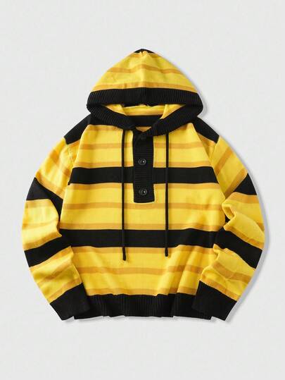 Street Life Men's Striped Jacquard Knit Hooded Sweater