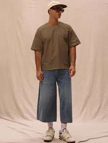 Musero Áo thun cỡ lớn Boxy Fit phong cách đường phố mùa xuân hè kỳ nghỉ lễ Phục sinh - màu nâu - Xem 6