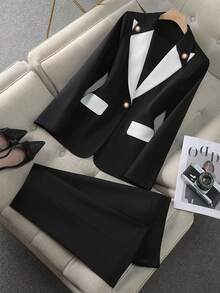 GlowEve Women's Colorblock Business Suit Set