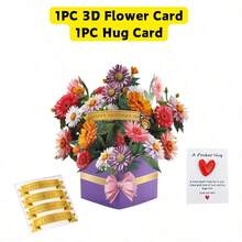 2Pcs/1set 3D Pop-Up Multi-Purpose Cards-Greeting Thank You Cards Birthday Cards With Laser-Cut Flowers,Back To School Essential,School Supplies For Teacher's Day,Handmade Textured Bouquet With Blank Note Card And Envelope For Birthday, Mothers Day, Wedding, Graduation, Anniversary,Thank You Gifts For Lovers Women Teachers Gifts- Summer Celebration - Multicolor - View 18