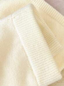 Elamini Women's Casual Versatile Outdoor White Embroidered Long Tie-Up Knit Sweater Pants - Beige - View 6