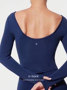 GLOWMODE Modal Ribbed Off-Shoulder Long Sleeve Low Impact Tee Daily Lounge Fall Winter