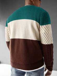 Maglione casual da uomo a righe colorate, autunno/inverno