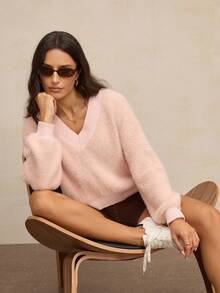 Activina Women's Casual Solid Color Knit Sweater - Pink - View 1