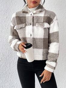 RosyDaze Casual-Woman Fantasy-Simple Ruffle Gingham Jacket