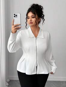 GlowEve CURVE Áo khoác dệt kim cổ bẻ thanh lịch thời trang dành cho nữ - trắng - Xem 6