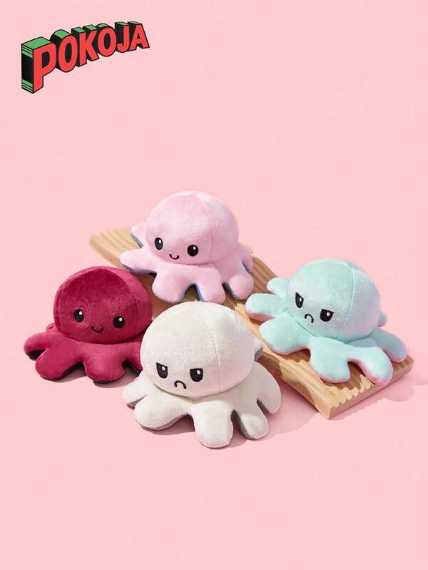 2025 New Cute Flipping Octopus Mood Changing Plush Toy Stress Relief Desk Decoration