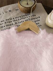 LMoss Kids LMoss 年轻女孩白色优雅蓬松领毛衣，适合休闲穿着、家居和户外 - 粉色 - 查看 4