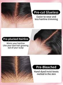 9AM Hair Store Invisi Draw-Strings Water Wave 360 Lace Frontal Glueless Wig With Bleached Knots Wear And Go Glueless Human Hair Wig Pre-Plucked Hairline 180% Density 14-16 Bob Inch 18-26 Regular Inch Unprocessed Virgin Hair Christmas Wigs Y2k Human Hair Wig Christmas Gifts - SNatural - View 11