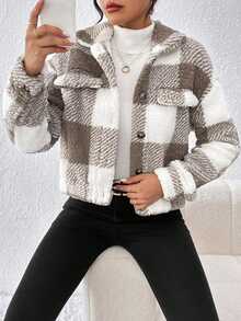 RosyDaze Casual-Woman Fantasy-Simple Ruffle Gingham Jacket