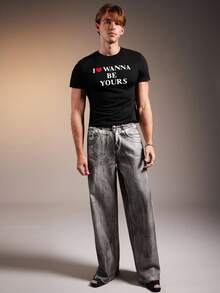 FeverCity 男士时尚街头紧身丝网印花短袖 T 恤 - 黑色 - 查看 3