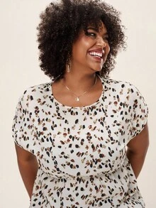 Comfylo Plus Size Printed Cinching Waist Casual Dress Fall Women Clothes Fall Clothes Plus Size Fall Outfits For Women  Fall Outfits Women - White - View 9