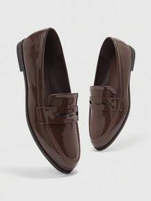 CUCCOO BIZCHIC Mocasines de mujer de punta redonda, color café, clásicos, simples y cómodos. Versátiles para ir al trabajo, la oficina y el uso diario. - Café integral - Ver 9