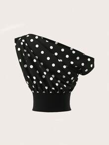 SHEIN PETITE 夏季新款女士波点上衣，Y2K，外出上衣，复古风女士，机场女士