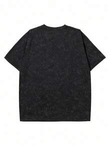 Gym Rark 2 buah Kaos Olahraga Pria Modis dengan Motif Grafis Jalanan, Bahu Jatuh, Model Longgar, Warna Washed, Musim Panas - Hitam - View 2