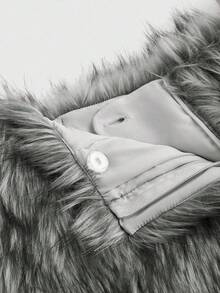 ROMWE Grunge Punk Y2K Sexiga Minishorts i Fuskpäls med Ultralåg Midja - Mörkgrå - Visa 3