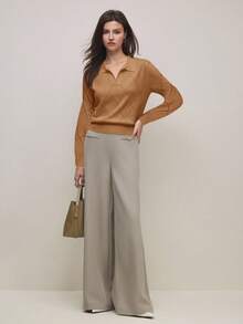 BizChic 棕色 Polo 领菱形针织长袖毛衣，百搭针织衫，优雅都市通勤日常穿着，浪漫 90 年代复古风，适合圣诞节、新年、情人节、派对、海滩、毕业典礼、时尚、休闲、正式等多种场合。 - 棕色 - 查看 2