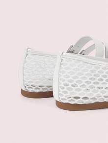 CUCCOO DOLLMOD Giày Mary Jane đế bằng lưới mũi tròn màu trắng thời trang dành cho nữ dịp Halloween & Giáng sinh - trắng - Xem 9