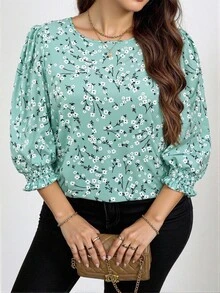 SHEIN Clasi Áo cánh hoa thanh lịch cỡ lớn dành cho nữ, mùa thu - Nhiều màu - Xem 5