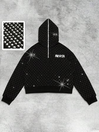 Street Life Men's Fashionable Sparkling Diamond Hoodie , Fall