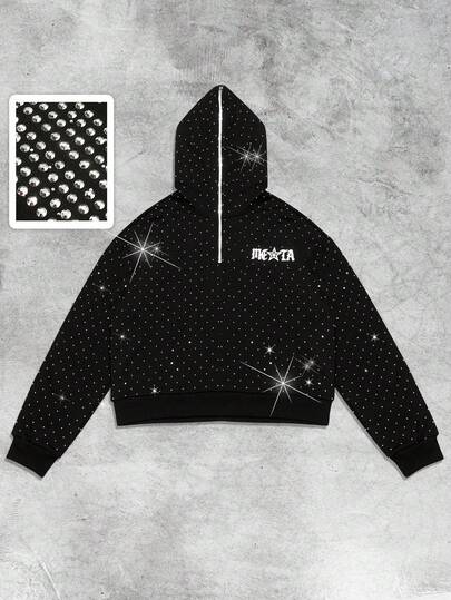 Street Life Men's Fashionable Sparkling Diamond Hoodie , Fall