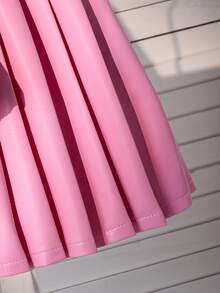 Elladie kids Girls'Fashion Light Pink Corduroy Jacket + Pleated Leather Skirt Set,Back-To-School Autumn Career Day Outfit For 4-7 Years Old,Solid Long Sleeve,Gift - Pink - View 6