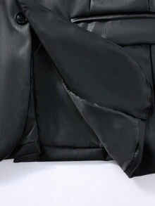 Manfinity AFTRDRK 男士 PU 皮革万圣节黑色西装外套，秋冬 - 黑色 - 查看 5