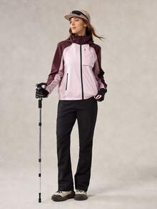 OutZeal Women Water-Resistant Color-Blocked Zip Pocket Hood Outdoor Shell Jacket Hiking Camping - Multicolor - View 7