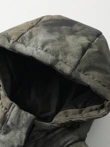 Manfinity Homme Men's Hooded Padded Coat, Fashionable Casual Padded Coat Suitable For Daily Outings, Home, And Leisure In Autumn/Winter