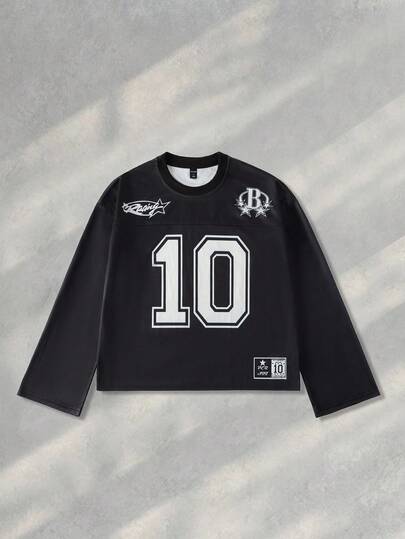 Prep Men's Long Sleeve Loose Fit Short Style Sports T-Shirt, Fall