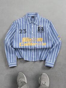 Manfinity Sporsity Casual Loose Fit Long Sleeve Button-Up Shirt For Men, For Fall