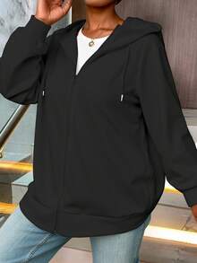 Maweii Damen Große Größen Regular Kapuzen Langarm Reißverschluss Sweatshirt