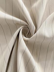 Franclia 女士春秋波西米亚通勤西装外套，袖口开衩，搭配条纹阔腿西装裤，杏色西装套装 - 杏色 - 查看 8