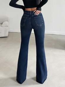 EURMUSE 99%Cotton Women's Flared Jeans With Pockets For Daily Commute And Versatile Outfits Low Rise