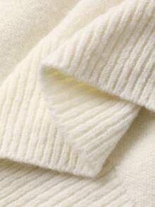 DAZY Men's Apricot Solid Color Polo Neck Sweater, Autumn - White - View 7