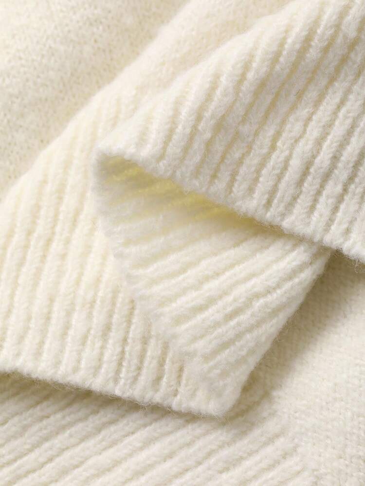 Men's Apricot Solid Color Polo Neck Sweater, Autumn