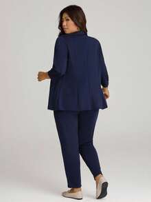 Comfylo Plus Shawl Collar Open Front Blazer & Pants Without Cami Top Fall Women Clothes Fall Clothes Plus Size Fall Outfits For Women  Fall Outfits Women Autumn