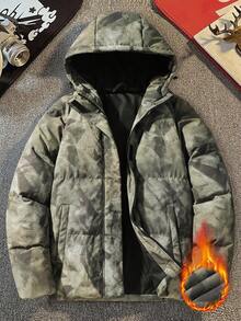 Manfinity Homme Men's Hooded Padded Coat, Fashionable Casual Padded Coat Suitable For Daily Outings, Home, And Leisure In Autumn/Winter