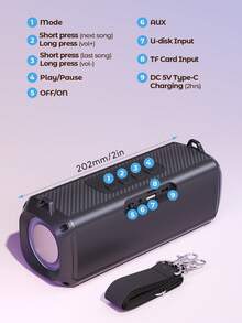 Teckwe Enceinte sans fil portable, enceinte de basses avec haut-parleur musical et lampe, enceintes stéréo de basses extérieures avec lumières RVB, autonomie toute la journée, design sac à dos, enceinte professionnelle multifonctionnelle pour le camping, les voyages et les fêtes