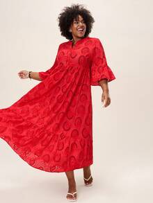 SHEIN LUNE Plus Size Dresses Valentine Red Dress Maxi Dresses For Women Summer Dresses Summer Boho Old Money Cotton - Red - View 8